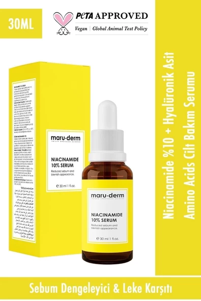 Maru.Derm Niacinamide %10 + Hyalüronik Asit + Panthenol Cilt Bakım Serumu 30 Ml ürün görseli 1
