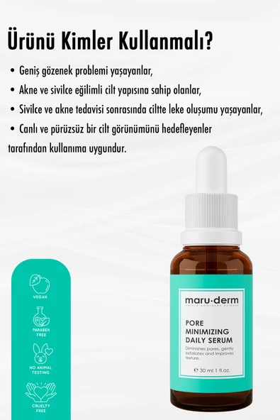 Maru.Derm Gözenek Sıkılaştırıcı Bha Ve Peptid Cilt Bakım Serumu 30 Ml ürün görseli 1