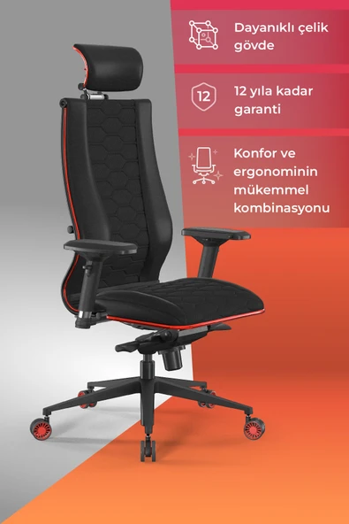 Metta Samurai Red Ergonomik Fileli ve Deri Oyuncu / Ofis Koltuğu - 2E2.3.7.F ürün görseli 1