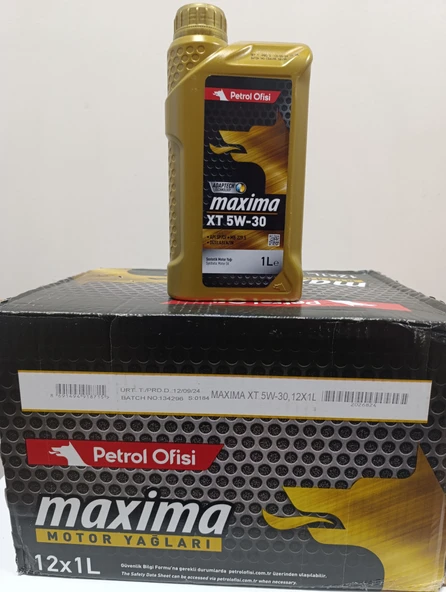 Petrol Ofisi Maxima XT 5w-30 1 lt x 12 adet Motor Yağı 2025 üretim ürün görseli 1