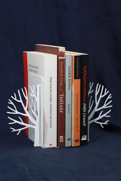 Ağaç Desenli Kitap Tutucu, Ev Ve Ofis Dekoratif Estetik Kitap Tutucu, Ağac Desenli Kitaplık Tutucu Beyaz ürün görseli 1