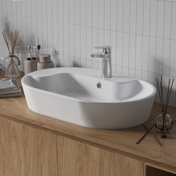 Creavit Topic Tezgah Üstü Çanak Lavabo Beyaz 70cm ürün görseli 1