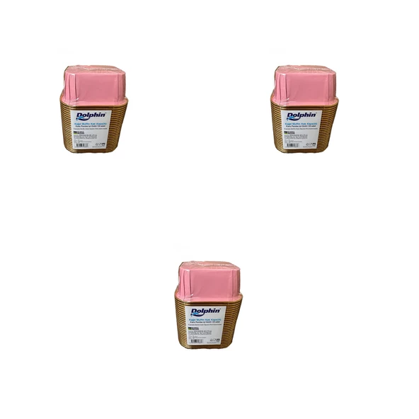 Dolphin Muffin Kare Kağıt Pembe Altın Cupcake Kek Kalıbı Kapsülü Kabı - 25 Adetlik 3 Paket ürün görseli 1