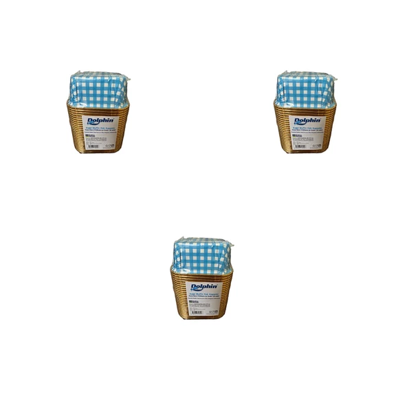 Dolphin Muffin Kare Kağıt Mavi Puantiyeli Altın Cupcake Kek Kalıbı Kapsülü Kabı - 25 Adetlik 3 Paket ürün görseli 1