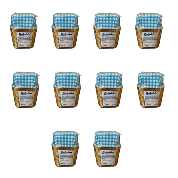 Dolphin Muffin Kare Kağıt Mavi Puantiyeli Altın Cupcake Kek Kalıbı Kapsülü Kabı - 25 Adetlik 10 Paket ürün görseli 1