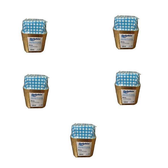 Dolphin Muffin Kare Kağıt Mavi Puantiyeli Altın Cupcake Kek Kalıbı Kapsülü Kabı - 25 Adetlik 5 Paket ürün görseli 1