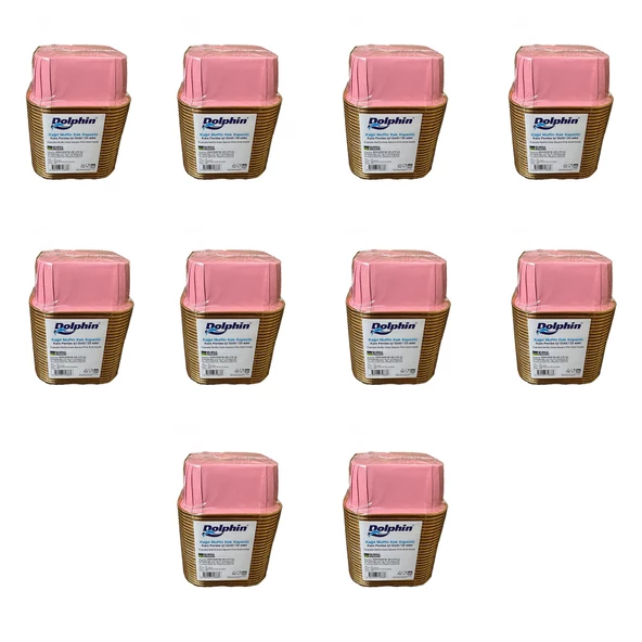 Dolphin Muffin Kare Kağıt Pembe Altın Cupcake Kek Kalıbı Kapsülü Kabı - 25 Adetlik 10 Paket ürün görseli 1