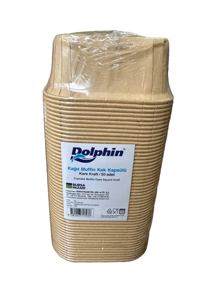 Dolphin Muffin Kare Kağıt Kraft Sarı Kek Kalıbı Kapsülü Kabı - 50 Adetlik 1 Paket ürün görseli 1