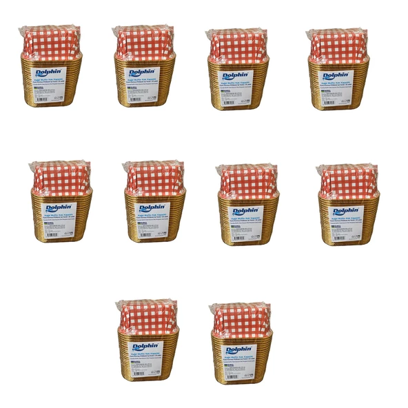 Dolphin Muffin Kare Kağıt Kırmızı Puantiyeli Altın Kek Kalıbı Kapsülü Kabı - 25 Adetlik 10 Paket ürün görseli 1
