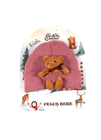 Sasta peluş ayıcıklı mix bere ürün görseli 1