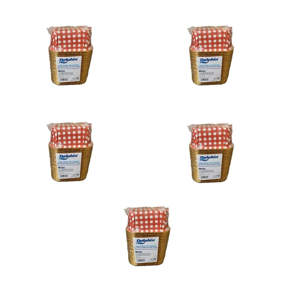 Dolphin Muffin Kare Kağıt Kırmızı Puantiyeli Altın Kek Kalıbı Kapsülü Kabı - 25 Adetlik 5 Paket ürün görseli 1