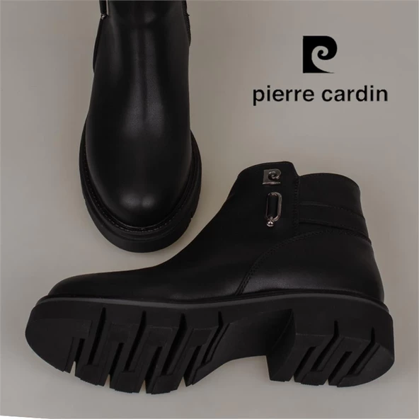 Pierre Cardin Siyah Kadın Yarım Postal Bot - Resim 7