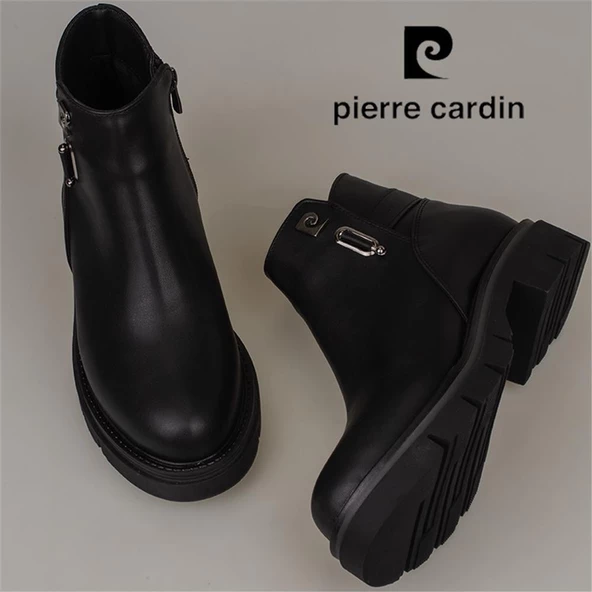 Pierre Cardin Siyah Kadın Yarım Postal Bot - Resim 6