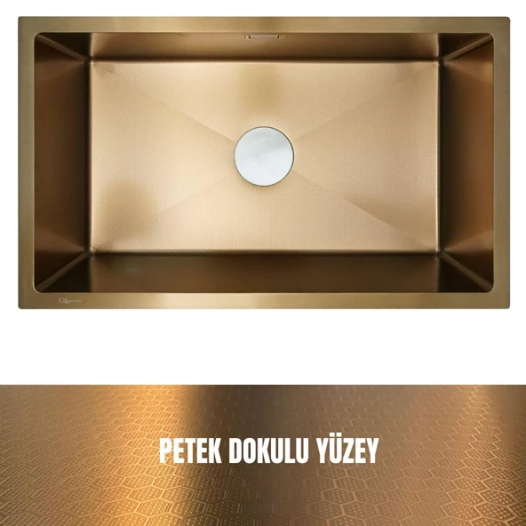 GL General 70X40 Gold Petek Dokulu Çelik Mutfak Eviyesi 304 Paslanmaz Çelik 1mm ürün görseli 1