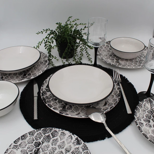 Snake 16 Parça Yemek Takımı Siyah - Resim 4