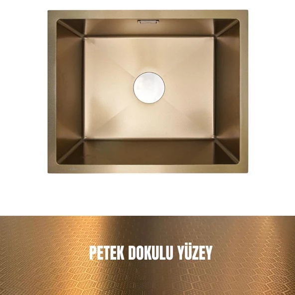 GL General 50X40 Gold Petek Dokulu Çelik Mutfak Eviyesi 304 Paslanmaz Çelik 1mm ürün görseli 1
