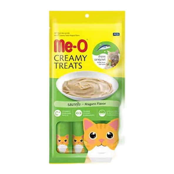 Me-O  Me-O Creamy Treats Mavi Yüzgeçli Orkinos Balıklı Ek Besin ve Kedi Ödülü 4x15gr ürün görseli 1