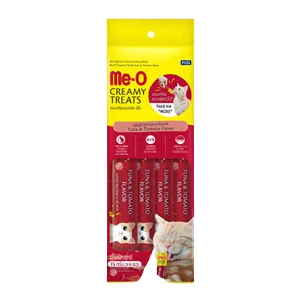 Me-O  Creamy Treats Ton Balıklı Ve Domatesli Kedi Ödül Maması 4x15 Gr ürün görseli 1