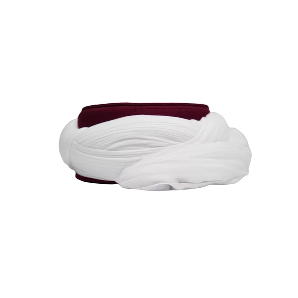 Züabeli Sarık-Beyaz Kumaş-Bordo Takke-Çapraz Sarım-Nali Şerif-7 metre - Resim 3