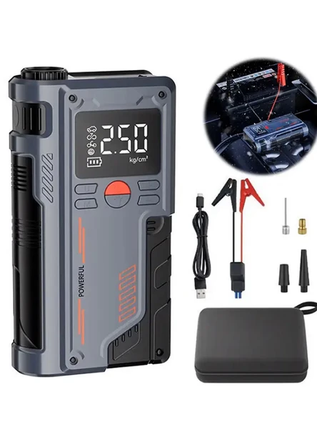 4 in1 8000mAh Lastik Sisirme Pompası Ve Starter Akü Takviye Seti. ürün görseli 1
