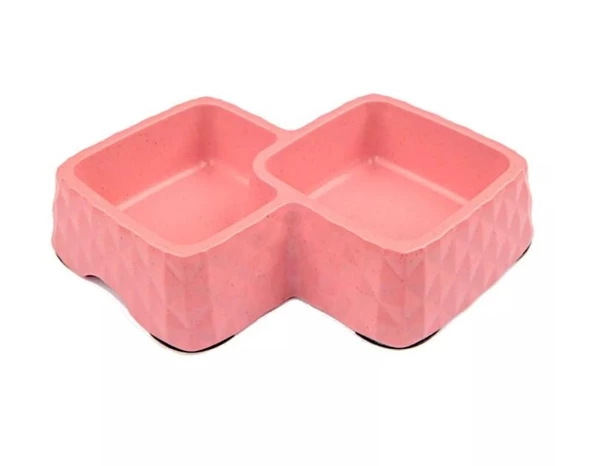 Bobo Bambu İkili Mama ve Su Kabı BO-3165  360ml+430ml Pembe ürün görseli 1
