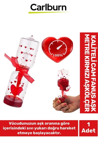 Özel Üretim Dekoratif Sevgililer Günü Gift Hediye Kaliteli Cam Fanus Aşk Metre Kırmızı Aşkölçer ürün görseli 1