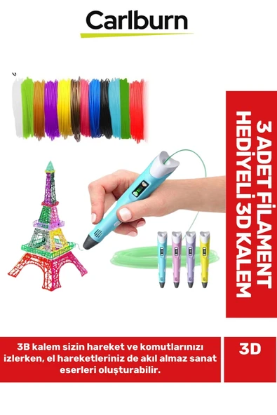 Premium Sessiz Çalışan 3 Renk Filamentli Ev Dekorasyonu ProjeDayanıklı Üç Boyutlu Yazıcı 3D Kalem ürün görseli 1