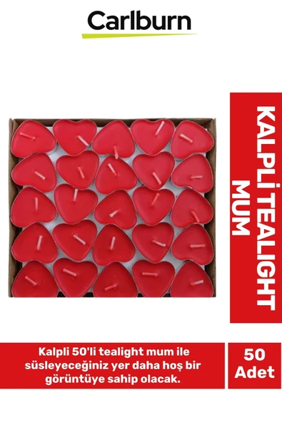 Özel Üretim Dekoratif Hediyelik Sevgili Özel Gün Süslemelerinde Kalpli 50'li Tealight Mum ürün görseli 1