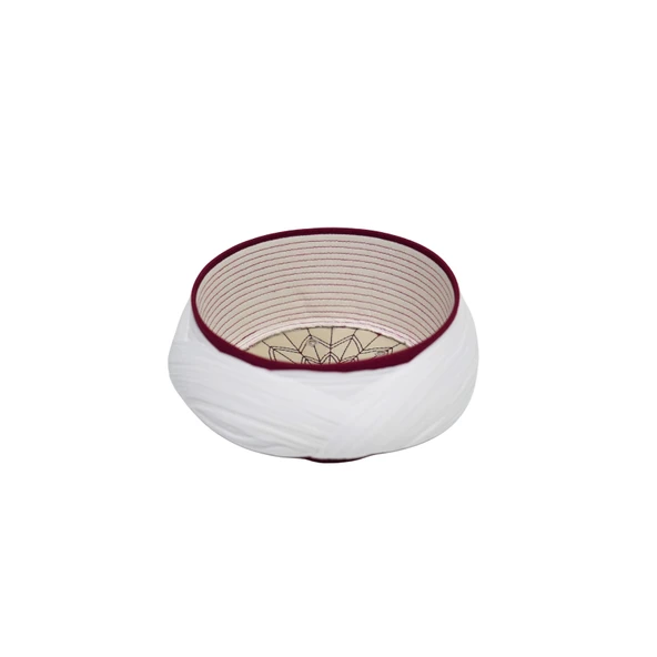 SARIKHANE Talebe Sarığı-Beyaz Kumaş-Bordo Takke-Çapraz Sarım-Kuş Gözlü-7 metre - Resim 5