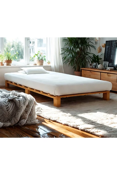 Pinoxi Ahşap Platform Karyola Ceviz Renk 100x200 Cm ürün görseli 1