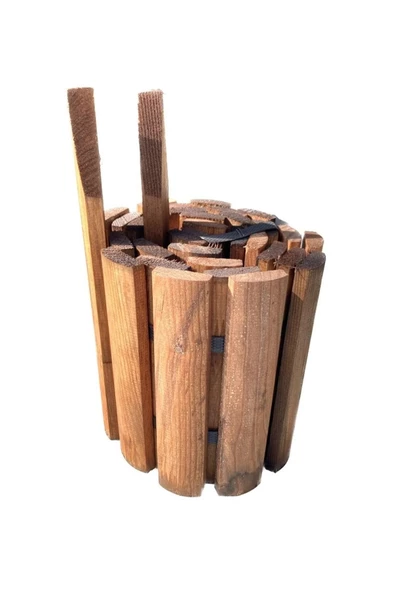 Pinoxi Ahşap Sınır Kazıklı Bordür Toprak Yükseltme Saksı Bordür Çit 20Cm x 150 Cm ürün görseli 1