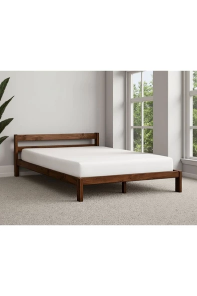 Pinoxi Masif Ahşap Karyola Çift Kişilik 160x200 Cm Doğal Ahşap Ceviz ürün görseli 1