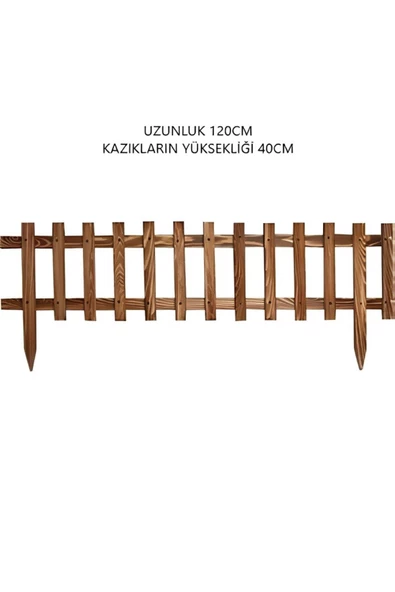 Pinoxi Ahşap Bahçe Saksılık Çit Bahçe Çiti Kazıklı 120Cm x 40Cm ürün görseli 1
