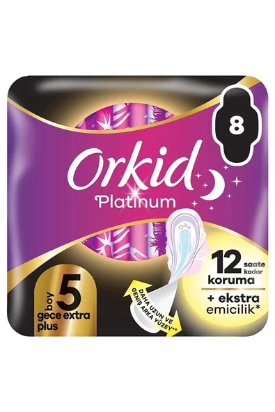 Orkid Platinum Gece Ekstra Plus (BOY 5) 8 Adet Hijyenik Ped ürün görseli 1