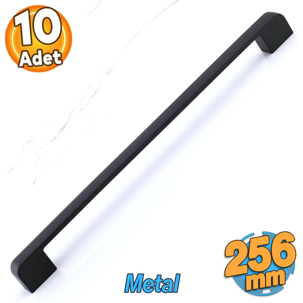 10 Adet Radus 256 mm - 25.6 cm Siyah Metal Mobilya Çekmece Mutfak Dolabı Dolap Kulpları Kulbu Kulpu ürün görseli 1