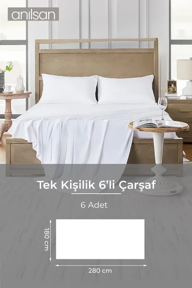 6'lı Lastiksiz Düz Beyaz Saten Çarşaf Tek/çift Kişilik Ev Ve Otel Çarşafı,83 Tel ürün görseli 1