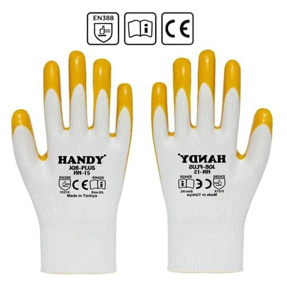 Handy HN-15 Nitril Kaplama İş Eldiveni Sanayi İnşaat Usta Eldiven 10/XL (1 ÇİFT) ürün görseli 1