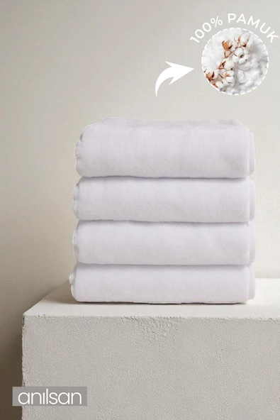 4'lü Düz Beyaz Banyo Havlusu - 70x140 Cm, 490 Gr, %100pamuk, Spa Ve Otel Havlusu ürün görseli 1