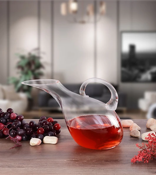 Paşabahçe Vino El İmalatı Şarap Karafı - Eğik Kesim Kulplu Sürahi Dekantör 1750 cc 20888 ürün görseli 1