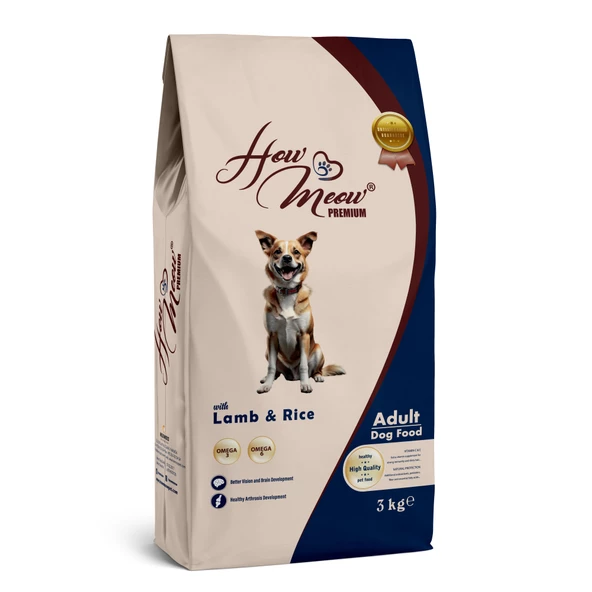 HOW MEOW YETİŞKİN KÖPEK KURU MAMASI KUZULU ve PİRİNÇLİ ürün görseli 1