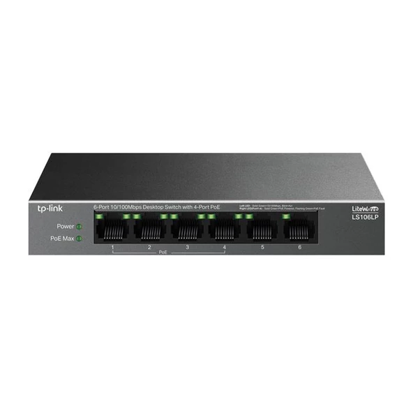 Tp-Link 6Port Ls106Lp 10/100Mbps 4Xpoe (40W) Desktop Switch ürün görseli 1