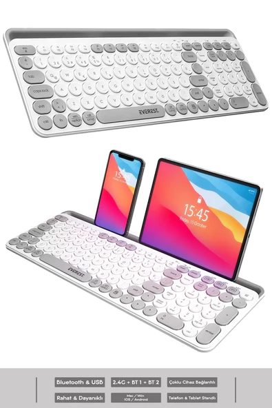 Ekw-28 2.4g Bluetooth Bt1 Bt2 Çoklu Cihaz Bağlantılı Ulta Ince Q Mac-wın-ıos-android Kablosuz Klavye ürün görseli 1