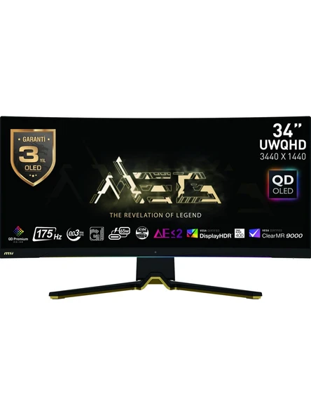 MSI 34.18 INÇ MEG 342C QD OLED 3440x1440 (UWQHD) 21:9 CURVE 1800R QD-OLED 175HZ 0.03MS ADAPTIVE-SYNC GAMING MONITOR ürün görseli 1