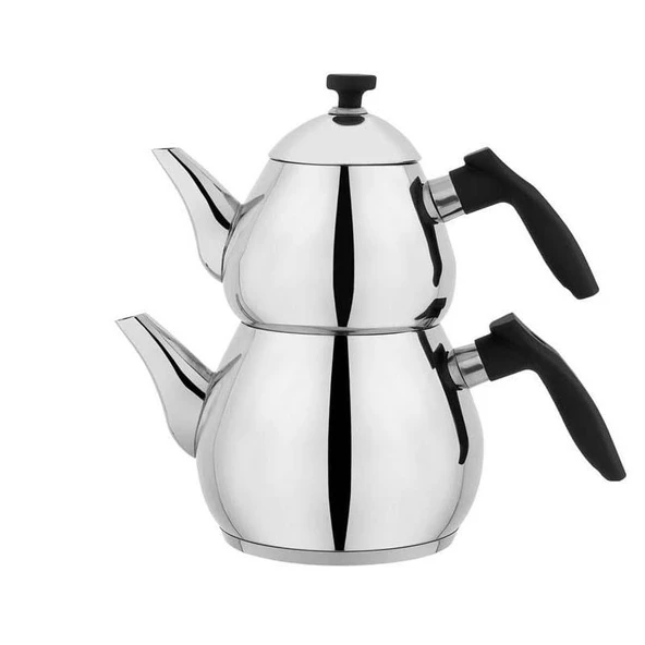 Schafer Çelik Çaydanlık Takımı Ortaboy Siyah Renk Tea Chef ürün görseli 1