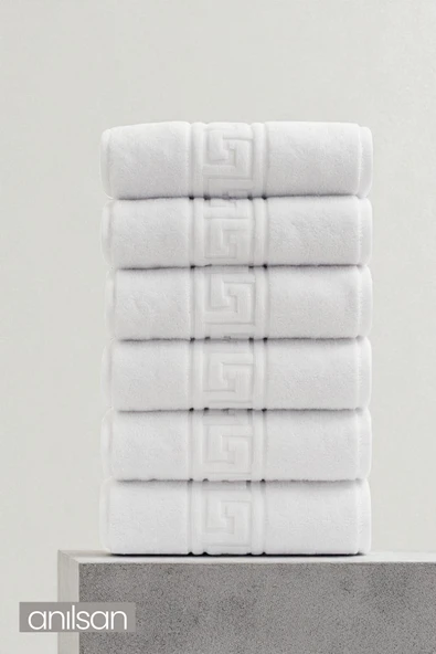 6'lı Beyaz Greek El Havlusu - 50x90 Cm, 225 Gr, %100 Pamuk, Spa Ve Otel Havlusu ürün görseli 1