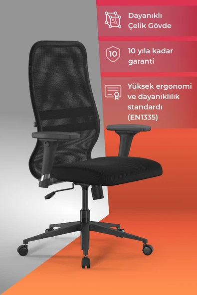 Ergolife Sit 8 Ofis Koltuğu | Ayarlanabilir Kolçaklı, Fileli Ayarlanabilir, Bilgisayar Sandalyesi -DF.D.1.243 ürün görseli 1