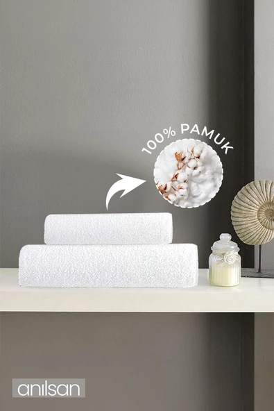 2'li Havlu Seti %100 Pamuk - 1 Adet El Havlusu 50x90 ve 1 Adet Banyo Havlusu 70x140 ürün görseli 1