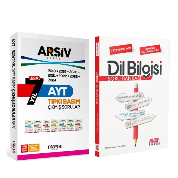 Marka Yayınları Son 7 Yıl AYT Arşiv Serisi Çıkmış Sorular ve AKM Dil Bilgisi Soru Bankası Seti 2 Kitap ürün görseli 1