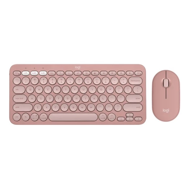 Logitech Pebble 2 Combo Blutooth Kablosuz Klavye Mouse Seti Pembe 920-012247 ürün görseli 1