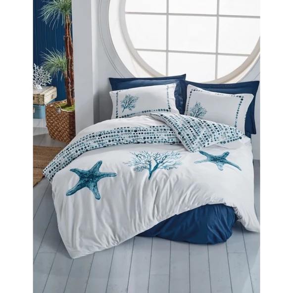 Cotton Box Maritime Nevresim Takımı Tek Kişilik Star Lacivert ürün görseli 1